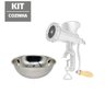 Kit Moedor de carne Manual Aço Cozinha + Bacia Inox Grátis - 1