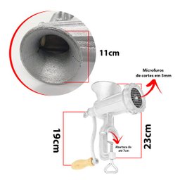 Kit Moedor de carne Manual Aço Cozinha + Bacia Inox Grátis - 2