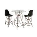 Ver imagem 1 de Jogo Mesa Bistrô Eames Vidro 60Cm 2 Banquetas Preta Base Ferro Cobre - Cor: Branco