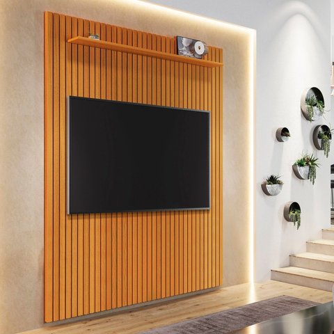 Painel Ripado para TV até 75 Polegadas 100% MDF 184CMX240CM Arbo