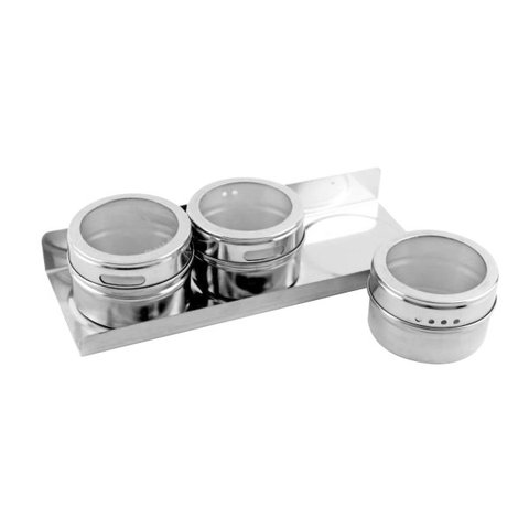 kit 3 pote temperos magnetico porta condimento inox c tampa