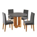 Ver imagem 2 de Conjunto Sala de Jantar 4 Lugares Redondo Tampo de MDF Siega Cinza/Mel