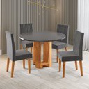 Ver imagem 1 de Conjunto Sala de Jantar 4 Lugares Redondo Tampo de MDF Siega Cinza/Mel
