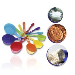 Medidor xicara colheres 12 pçs coloridos plástico cozinha - 1