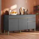 Ver imagem 6 de Balcao com Tampo 3 Portas 1 Gaveta 150 Cm Line Gris Ktp