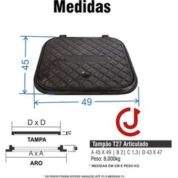 Tampa T33 Calçada Elétrica Esgoto Passagem Ferro Articulada - 3