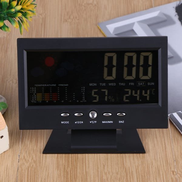 Relógio com calendário, termômetro e higrômetro - 5