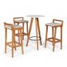 Conjunto Mesa Bistrô Alta Redonda Murilo 60cm Branca com 3 Banquetas Estofadas Elô - Cinza Claro - 1