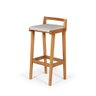 Conjunto Mesa Bistrô Alta Redonda Murilo 60cm Branca com 3 Banquetas Estofadas Elô - Cinza Claro - 3