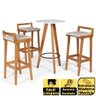 Conjunto Mesa Bistrô Alta Redonda Murilo 60cm Branca com 3 Banquetas Estofadas Elô - Cinza Claro - 2