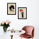 Ver imagem 1 de Kit 2 Quadros Charlie Chaplin Vintage - Romântico 24x18cm - com Vidro:madeira Branca