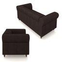 Ver mais imagens de Conjunto Sala de Estar 1 Sofá Living 200cm e 1 Poltrona Stanford Chesterfield Pés Madeira Couro Marr