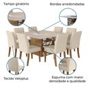 Ver imagem 4 de Conjunto de Mesa Sala de Jantar Ancara com 8 Cadeiras e Tampo Giratório Bege/Off White 1,36m Dobu