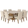 Conjunto de Mesa Sala de Jantar Ancara com 8 Cadeiras e Tampo Giratório Bege/Off White 1,36m Dobu - 13