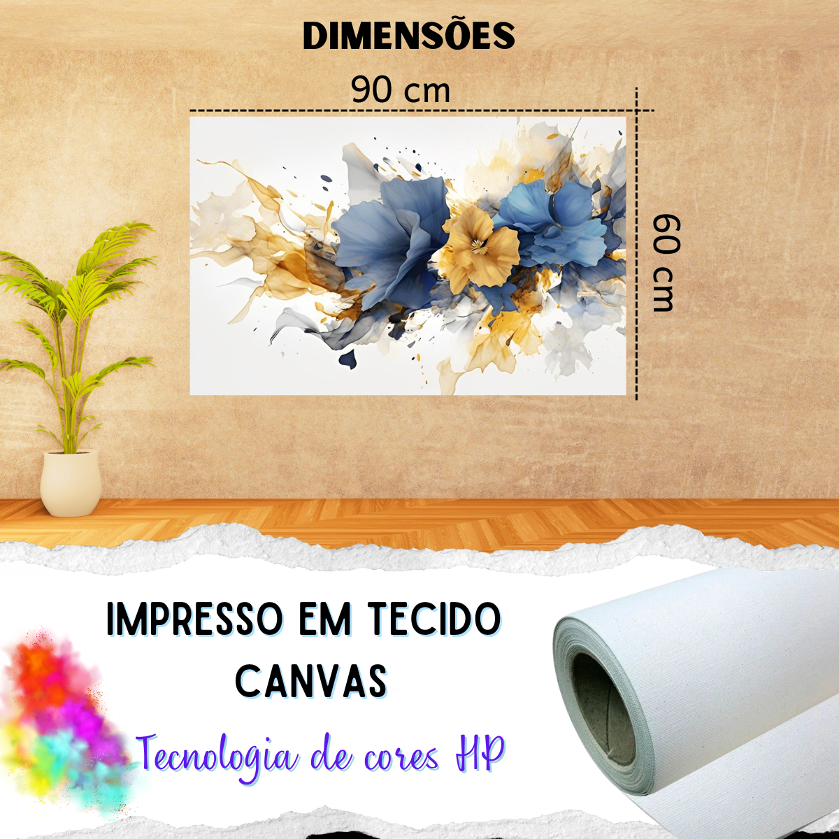 Quadro em Tecido Canvas Decoração Luxuosa para Lojas Casas - 3