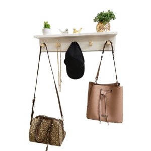 Cabideiro de Parede MDF 60CM Pinos Organizador Prateleira