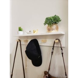 Cabideiro de Parede MDF 60CM Pinos Organizador Prateleira - 3