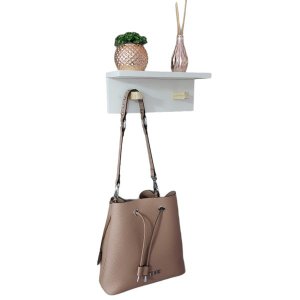 Cabideiro de Parede MDF 30cm Pinus Organizador Prateleira