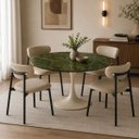 Ver imagem 4 de Mesa de Jantar Saarinen Redonda 150 cm Tampo Mármore Verde Vitória Régia Base Laca Off White
