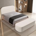 Ver imagem 7 de Cabeceira Cama Box Queen 160cm Lanna com Puff Recamier Doha W01 Linho Cru - Lyam Decor