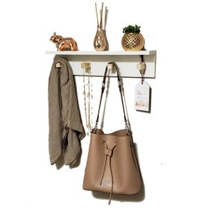 Cabideiro de Parede MDF 50CM Pinos Organizador Prateleira