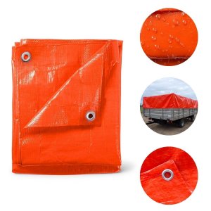 Lona Plástica Impermeável Laranja 4 X 4 Metros 70gsm 100 Micras com Ilhós Reforçados