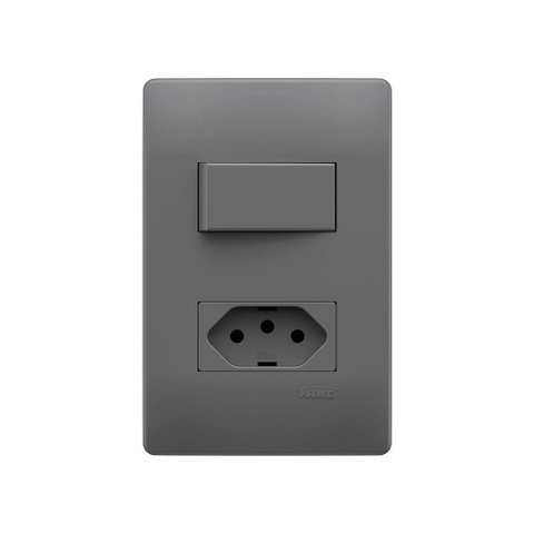 Interruptor Simples e Tomada 2p+t 20a Fame Habitat Onix com Placa 4x2