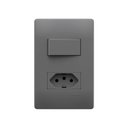 Ver imagem 1 de Interruptor Simples e Tomada 2p+t 20a Fame Habitat Onix com Placa 4x2