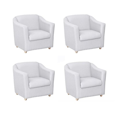 Kit 4 Poltronas Decorativa Tilla Matérial Sintético Branco - Twdecora