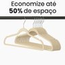 Kit 50 Cabide Veludo Slim Ultra Fino 45cm Não Escorrega Bege com Prata - 4