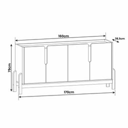 Aparador Buffet Sala Lizz 170cm Verde Oliva Marrom - 3