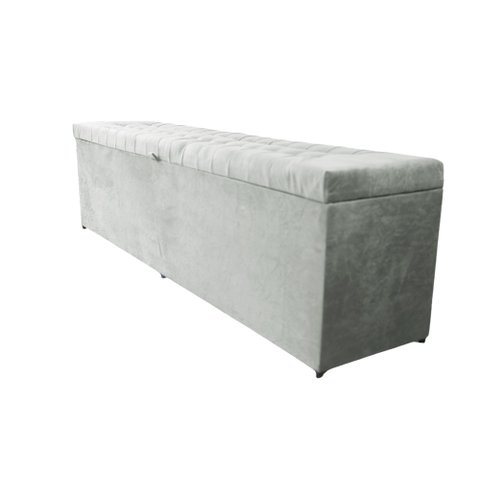 Recamier Puff Baú Beira de Cama 1,38 Cm 100% Mdf - Cinza Prateado