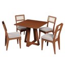 Ver imagem 2 de Conjunto Sala de Jantar Mesa Quadrada 90cm com 4 Cadeiras MDF Palha Sintética Pinhão/Bege Claro