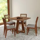 Ver imagem 1 de Conjunto Sala de Jantar Mesa Quadrada 90cm com 4 Cadeiras MDF Palha Sintética Pinhão/Bege Claro
