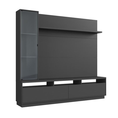 Estante para TV até 65" com Cristaleira e LED 200x183cm Grafite 3200