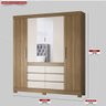 Guarda Roupa Casal 4 Portas, Espelho e 6 Gavetas Cádis - Amendoa Off White - 2