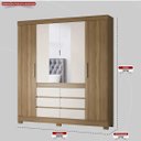 Ver imagem 2 de Guarda Roupa Casal 4 Portas, Espelho e 6 Gavetas Cádis - Amendoa Off White