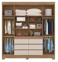 Ver imagem 3 de Guarda Roupa Casal 4 Portas, Espelho e 6 Gavetas Cádis - Amendoa Off White