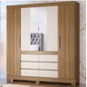 Guarda Roupa Casal 4 Portas, Espelho e 6 Gavetas Cádis - Amendoa Off White - 1