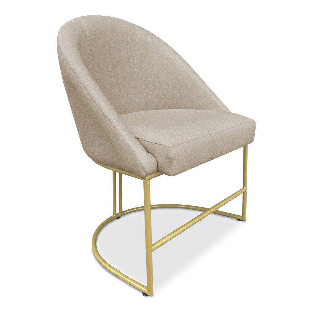 Kit 06 Cadeiras Poltrona de Jantar Bela Suede Base Metálica Industrial Dourado - Pallazio - 3