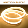 Kit 1 a 50 Metros Mangueira Fita Led Neon Flex Branco Quente 3000k + Rabicho:10 Metros 127v + Rabich - 1
