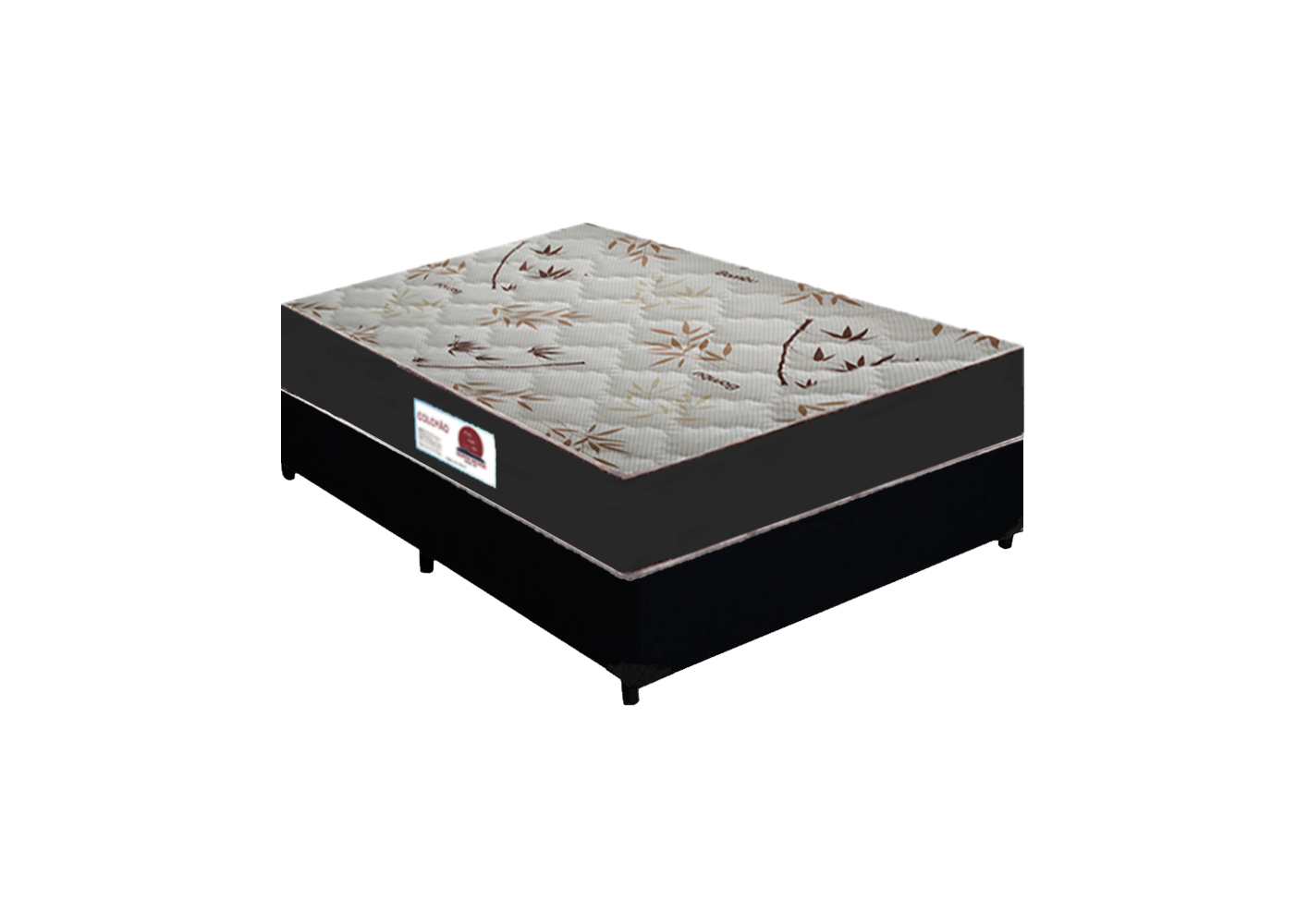 Cama Box Casal + Colchão Top Line Mola Bonnel Serra Negra 60x138x188 Cor:Suede Preto