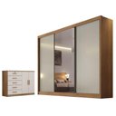 Ver imagem 1 de Guarda Roupa Casal Duna com Espelho e Cômoda Seul Cumaru 25 Fendi - Novo Horizonte