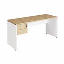 Ver imagem 2 de Mesa Escritório 160cm X 70cm Pé Painel Gaveteiro 2 Gav. F5 Cor:macadâmia com Branco