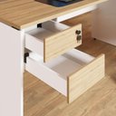 Ver imagem 5 de Mesa Escritório 160cm X 70cm Pé Painel Gaveteiro 2 Gav. F5 Cor:macadâmia com Branco