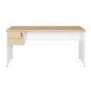 Ver imagem 3 de Mesa Escritório 160cm X 70cm Pé Painel Gaveteiro 2 Gav. F5 Cor:macadâmia com Branco