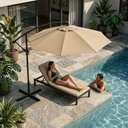 Ver mais imagens de Ombrelone Guarda Sol de Luxo Impermeável com Haste Lateral 3 Metros Piscina Jardim Área Externa