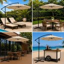 Ver imagem 5 de Ombrelone Guarda Sol de Luxo Impermeável com Haste Lateral 3 Metros Piscina Jardim Área Externa