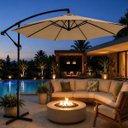 Ver imagem 3 de Ombrelone Guarda Sol de Luxo Impermeável com Haste Lateral 3 Metros Piscina Jardim Área Externa