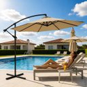 Ver imagem 6 de Ombrelone Guarda Sol de Luxo Impermeável com Haste Lateral 3 Metros Piscina Jardim Área Externa